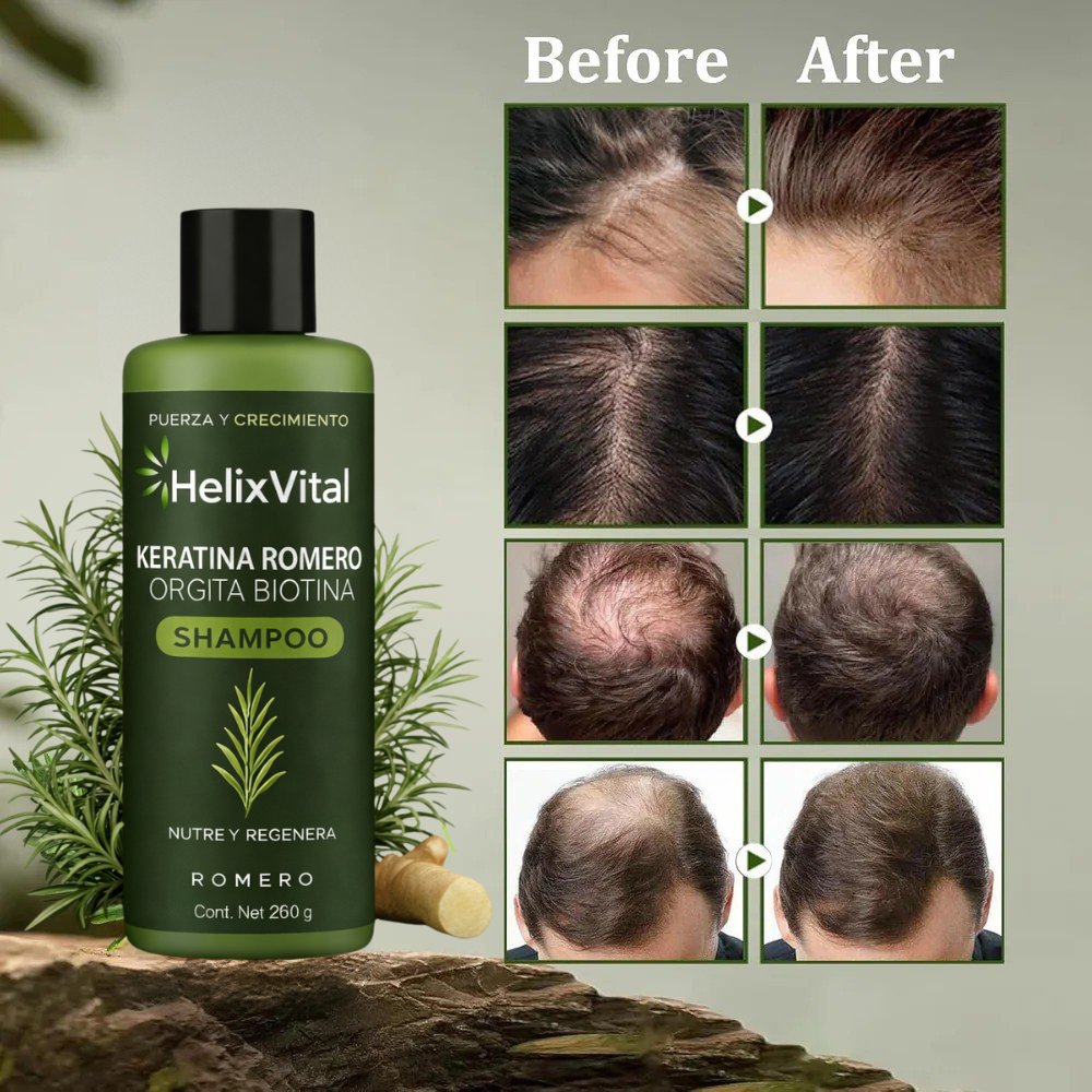 Keratin + Rosemary + Nettle + Biotin - Nourishing and Regenerating Shampoo for Thick, Voluminous Hair