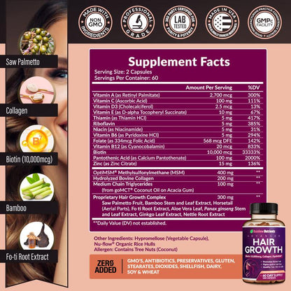 Hair Growth - Hair Restoration - Natural Supplement that Strengthens and Reactivates Your Hair