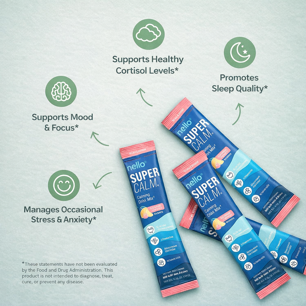 Nello SuperCalm - Ashwagandha with Guava and Lemon Flavour in Convenient Packets.
