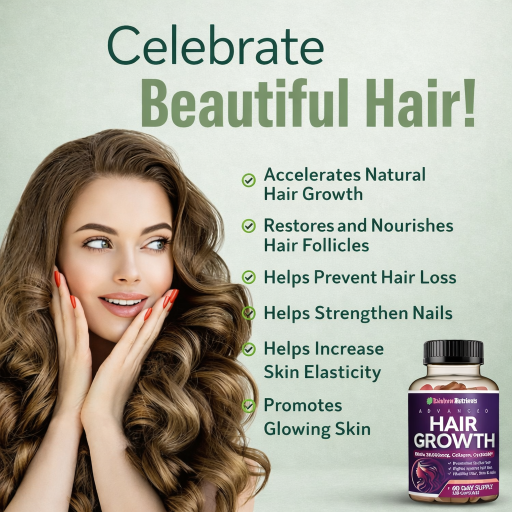 Hair Growth - Hair Restoration - Natural Supplement that Strengthens and Reactivates Your Hair